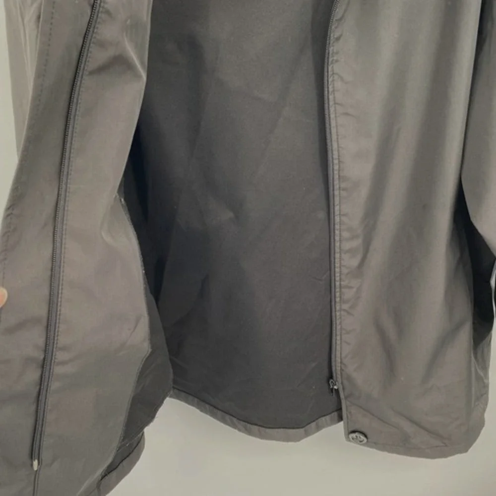 Sandro Rain Jacket Mens Small Black Polyester Pockets Hood Full Zip Waterproof